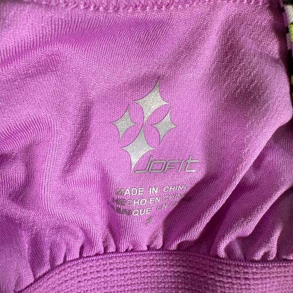 Jofit Wide Strap Crossover Back Active Top Women's Small Purple Green Shelf Bra - Picture 6 of 9